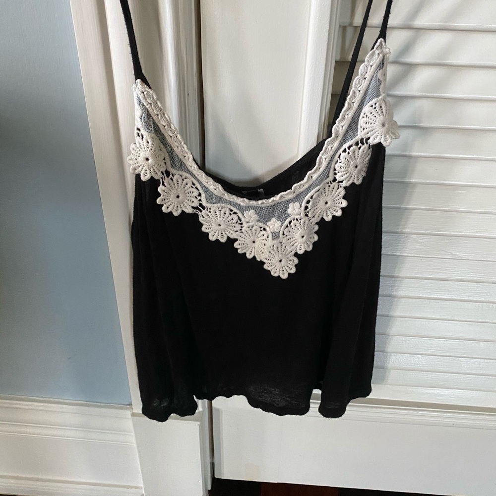 Black Embroidered Crop Top